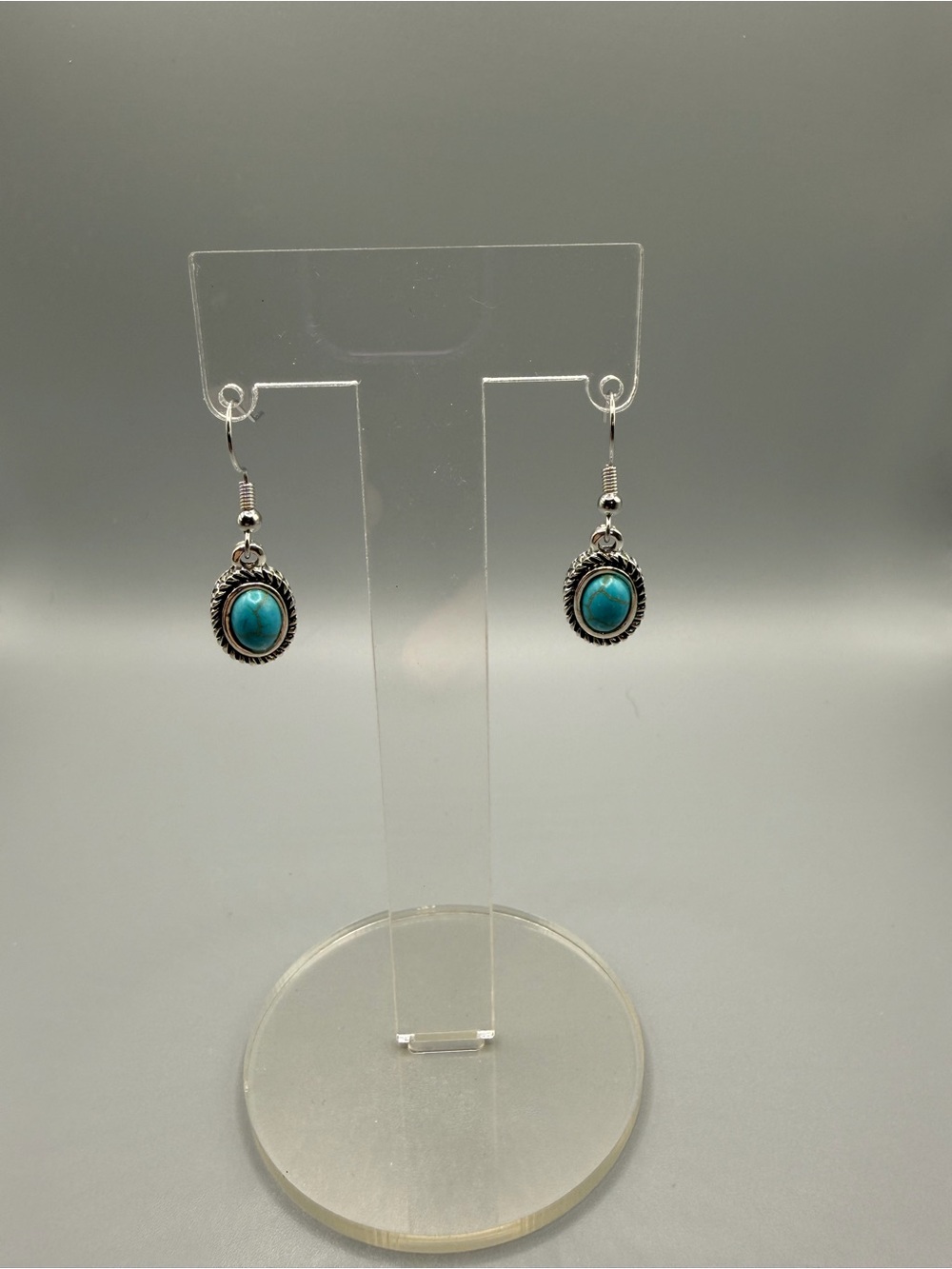 Sterling Silver Turquoise Drop Earrings - Handmade #E0473C